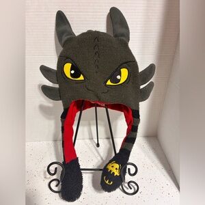 How To Train Your Dragon Toothless Tassel Beanie with pump up top horns! Rare!!